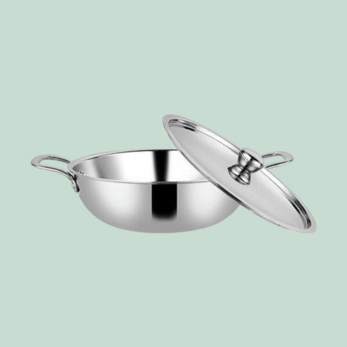 Stainless Steel Triply Kadhai with SS Lid