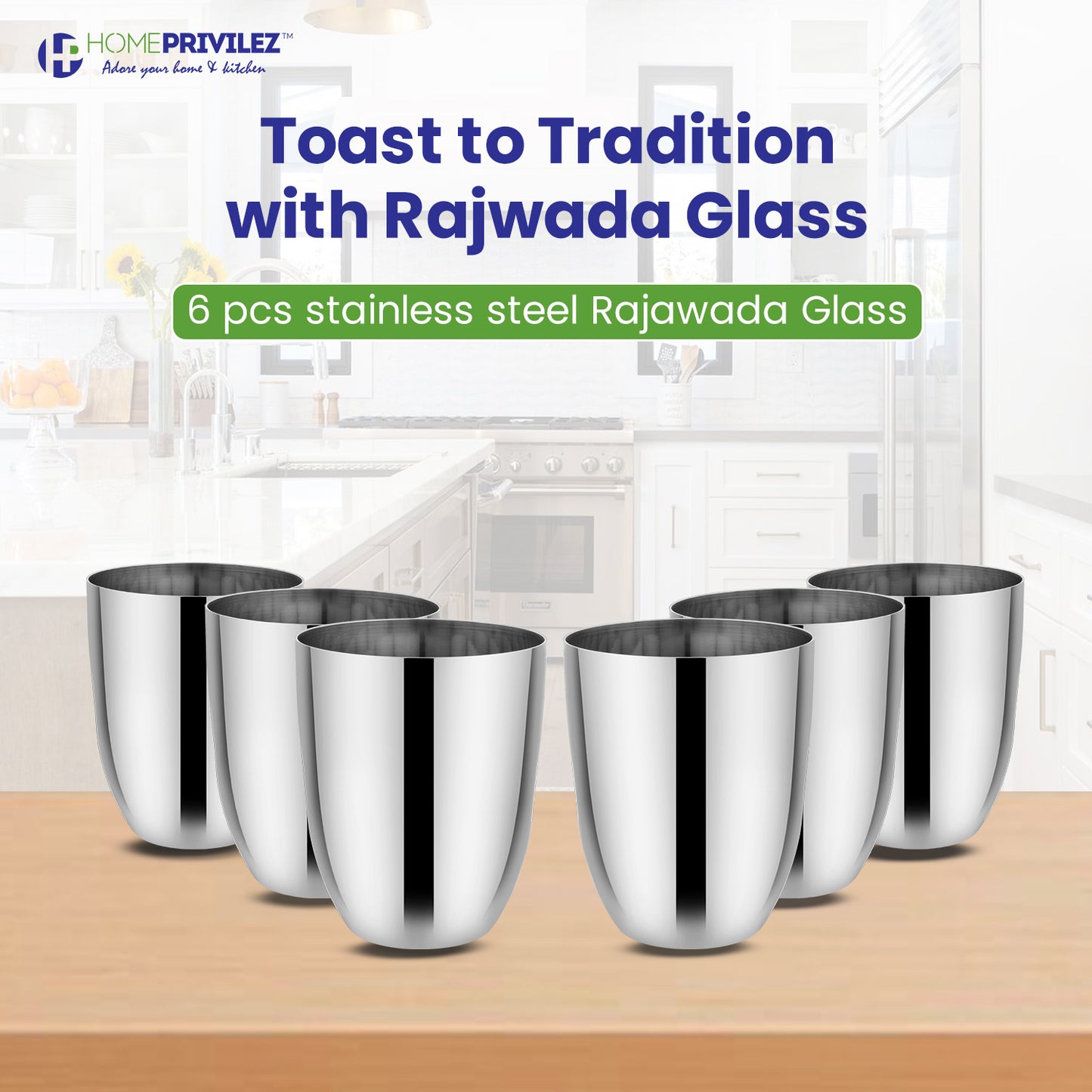 Rajwada Plain Steel Glass -Silver