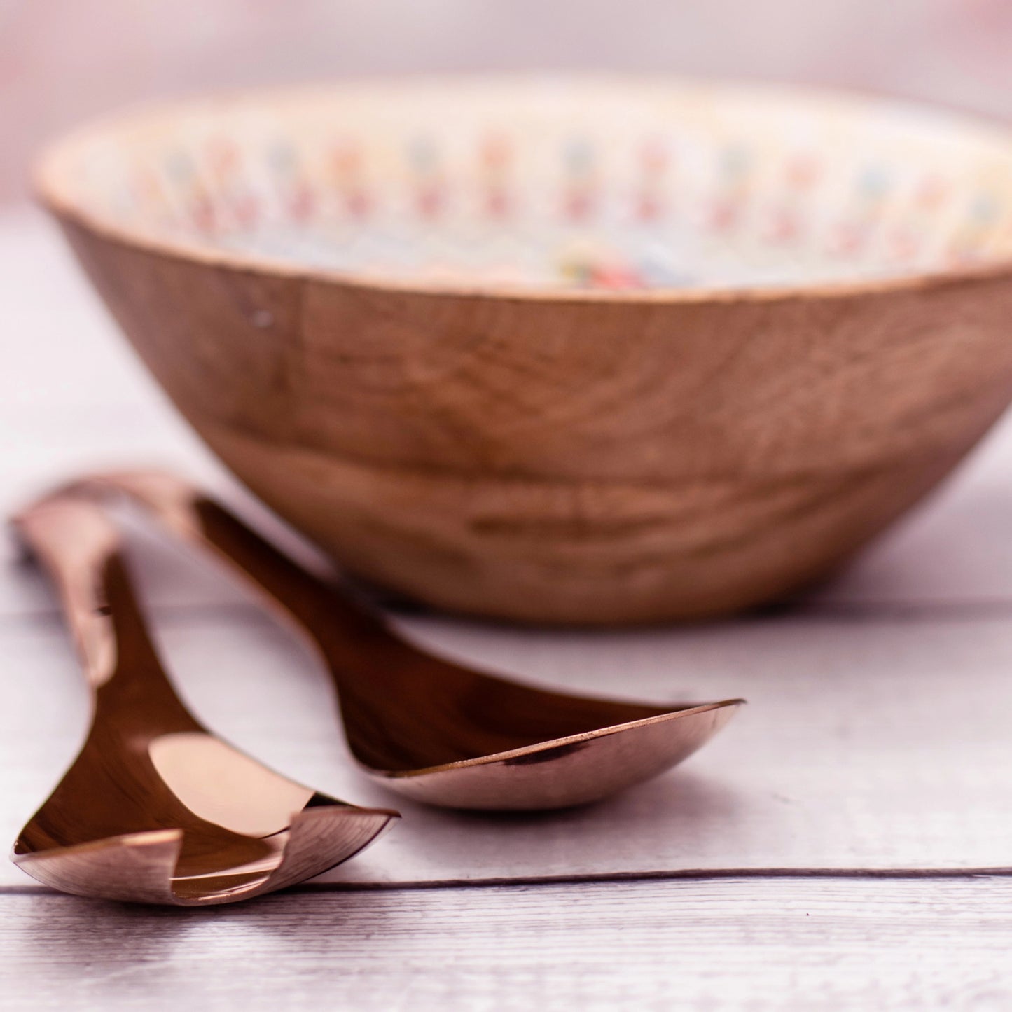 Salad Server - top view - Rose Gold Server