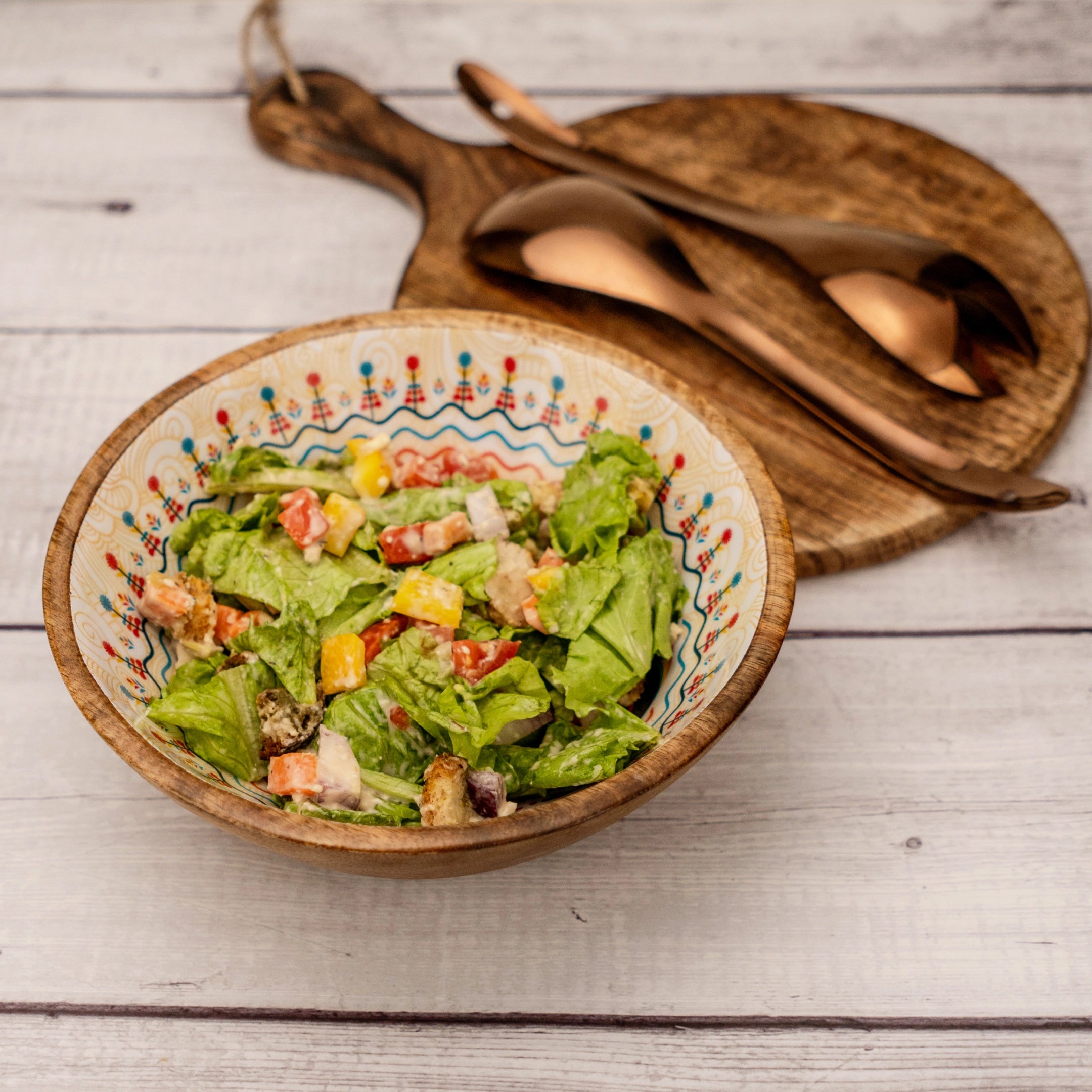 Salad Bowl with Rose Gold Server