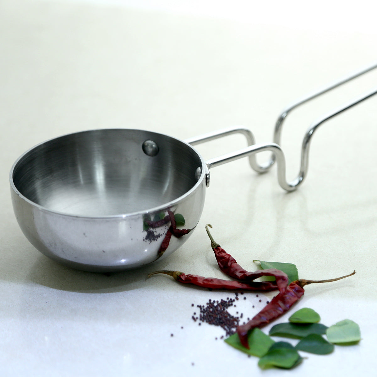 Stainless Steel Tadka Pan with Riveted handle