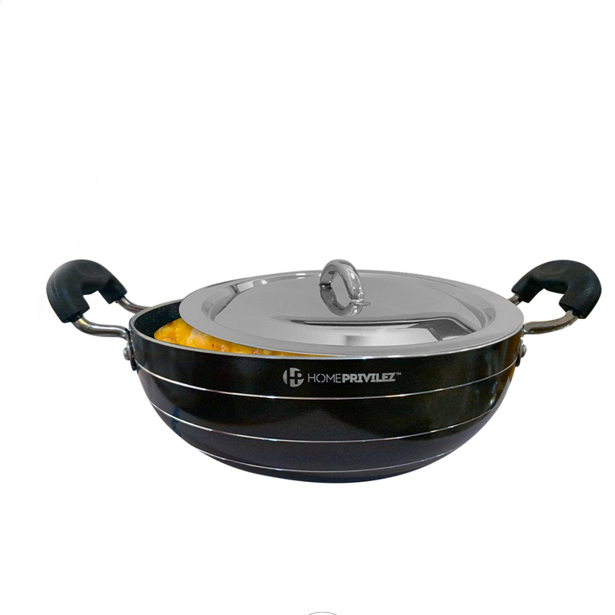 Non-Stick Induction Kadhai (5-layer granite coating) with SS Lid