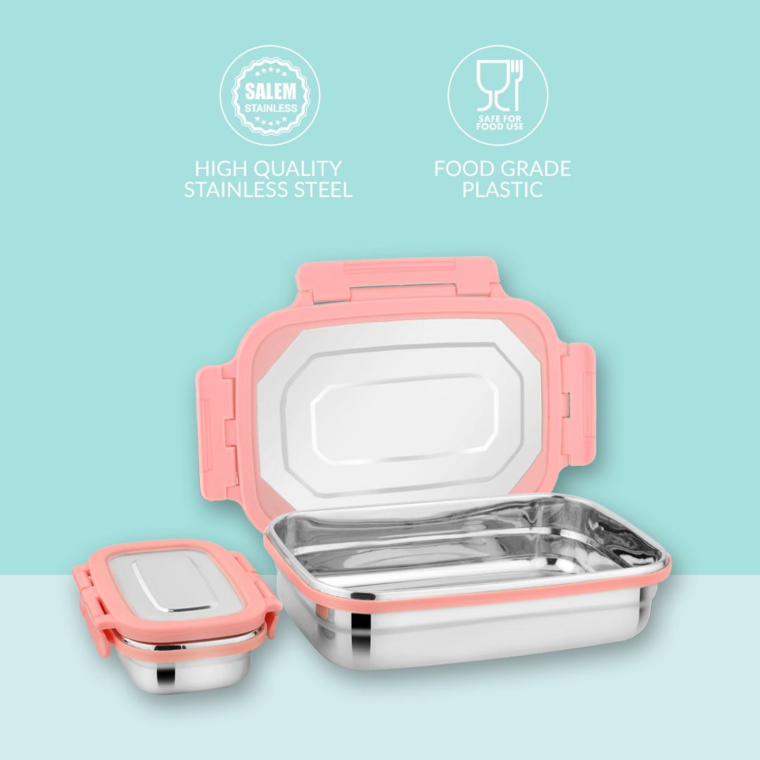 Stainless steel Airtight and Leak Proof Lunch & Tiffin Box for School/office/picnics(Pink)