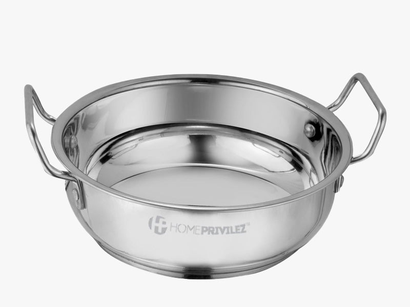 Stainless Steel Kadhai with Capsulated Induction Bottom (SS Handle)and SS Lid