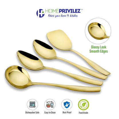 "Matiz" PVD Gold-Stainless Steel Serving Spoon (Set of 4 pcs)