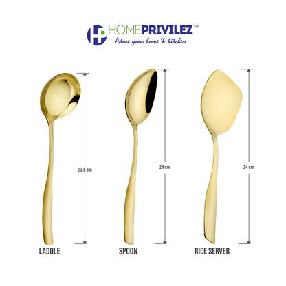 "Matiz" PVD Gold-Stainless Steel Serving Spoon (Set of 4 pcs)