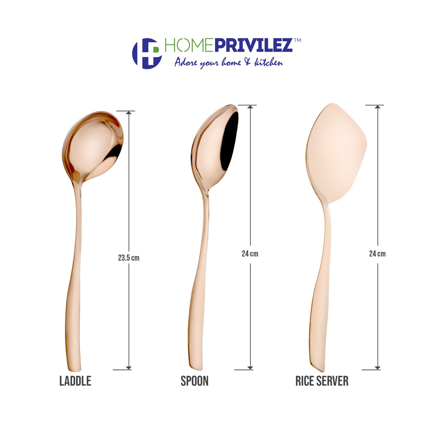 "Athens" Rose Gold-Stainless Steel Serving Spoon (Set of 4pcs)