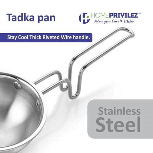 Stainless Steel Tadka Pan with Riveted handle