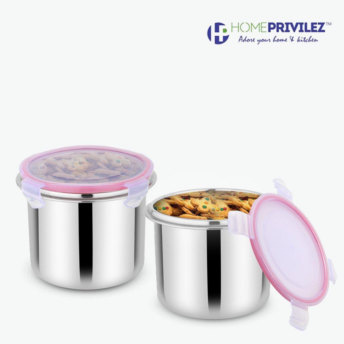 "Flip & Seal" Stainless Steel Air Tight Storage Container - Set of 2