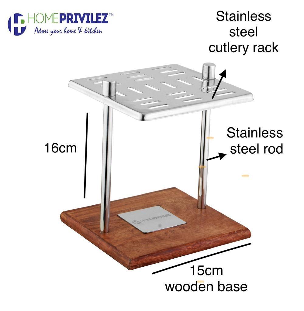 Tulip Cutlery - Stainless Steel 24pcs Cutlery in Stainless Steel stand with wooden base